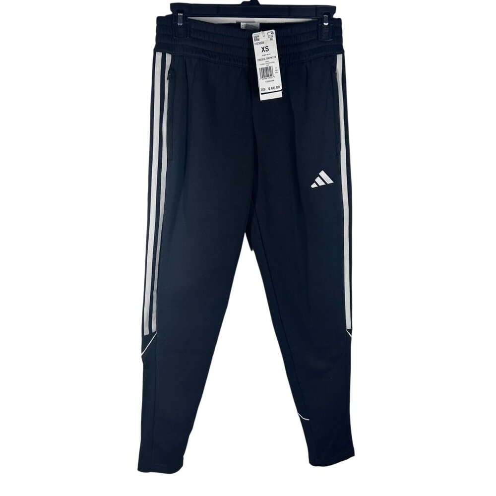 Adidas Joggers‎ Sweatpants Girls XS White Stripes Elastic Waist Pockets NEW